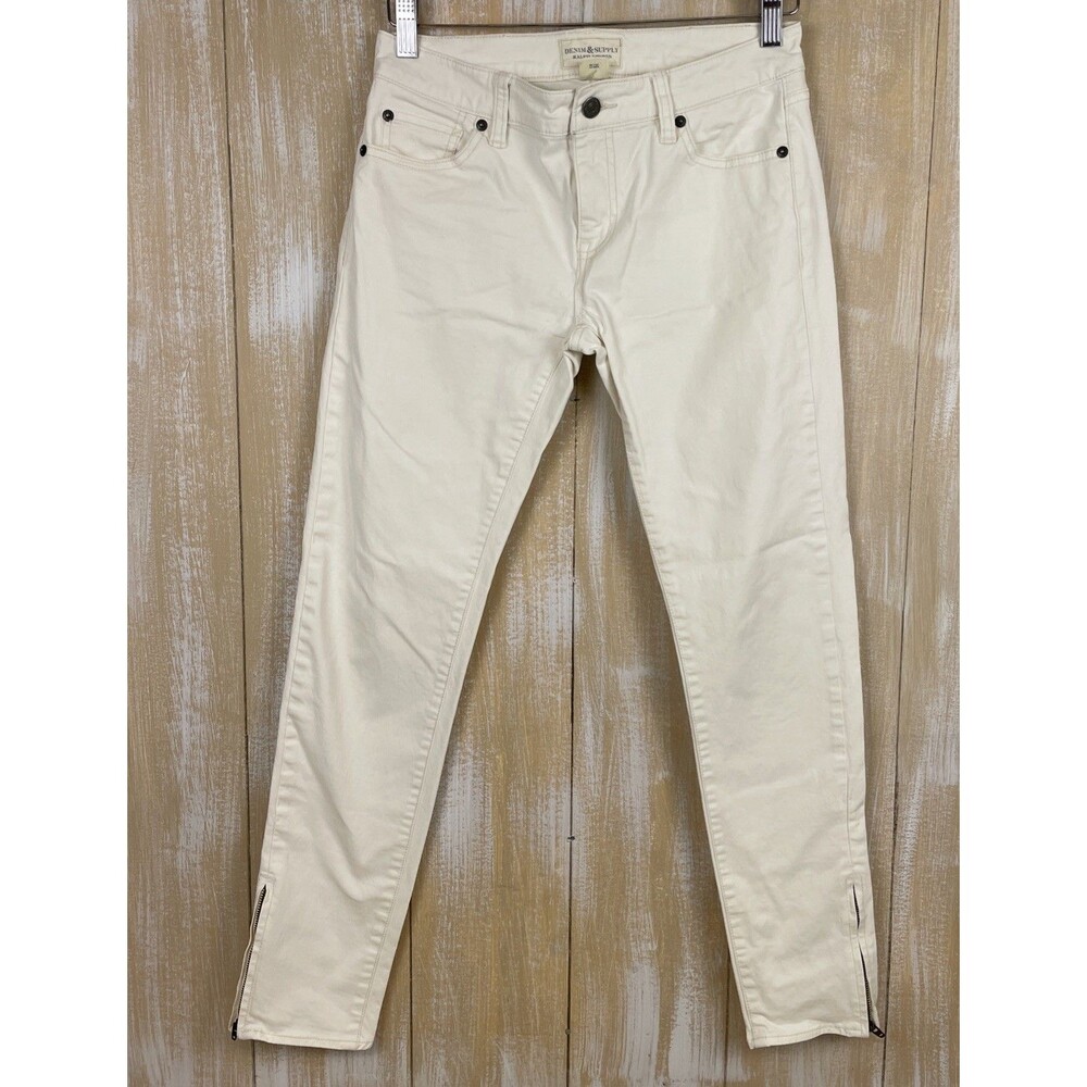 Ralph Lauren Denim Supply Women’s 27 White Ivory Zip Ankle Pants